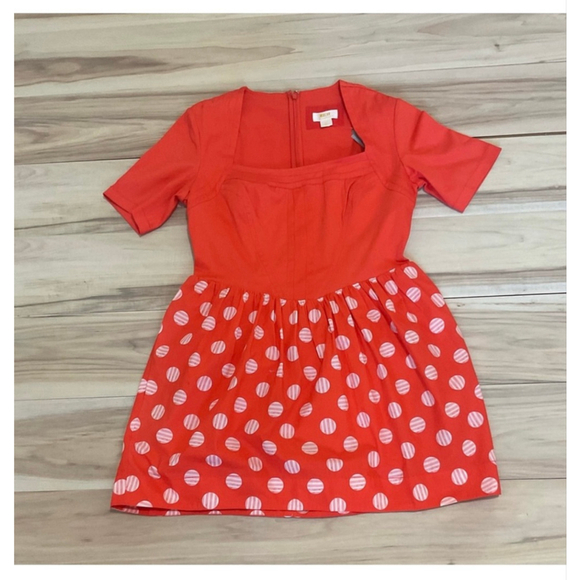 Maeve Anthropologie Polka Dot Mini Dress Red Orange Petite M NWT - Picture 6 of 16